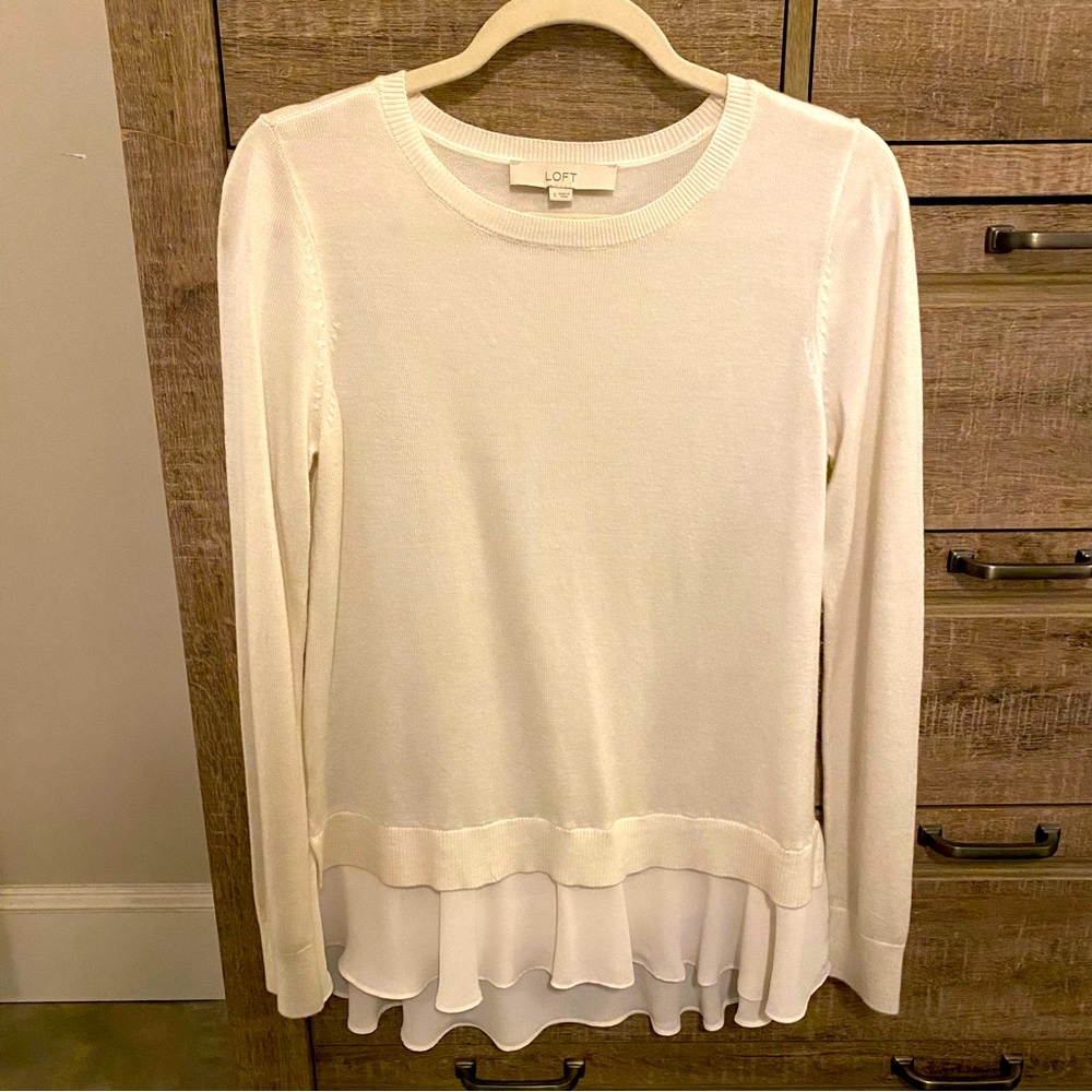 Ivory layered sweater blouse by LOFT. Size XS.